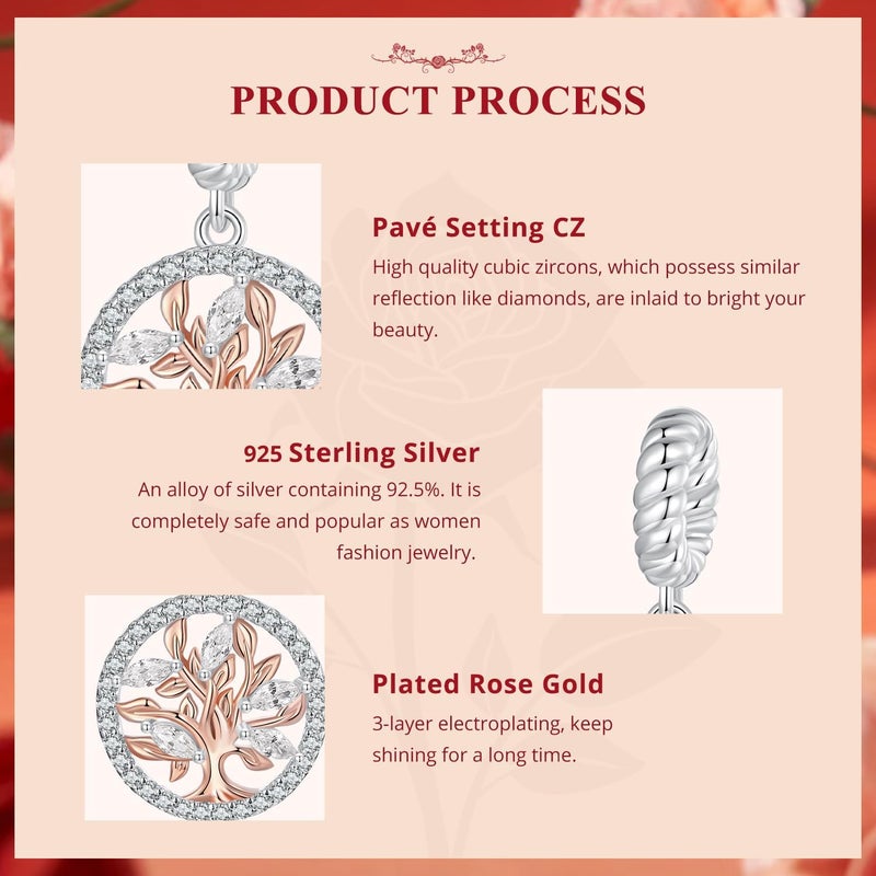 VOROCO Store Charm 925 Sterling Silver Bracelet Necklace Pendant Bead Charms Jewelry Gift for Women Mother Daughter Grandma Family Friends - Image 5